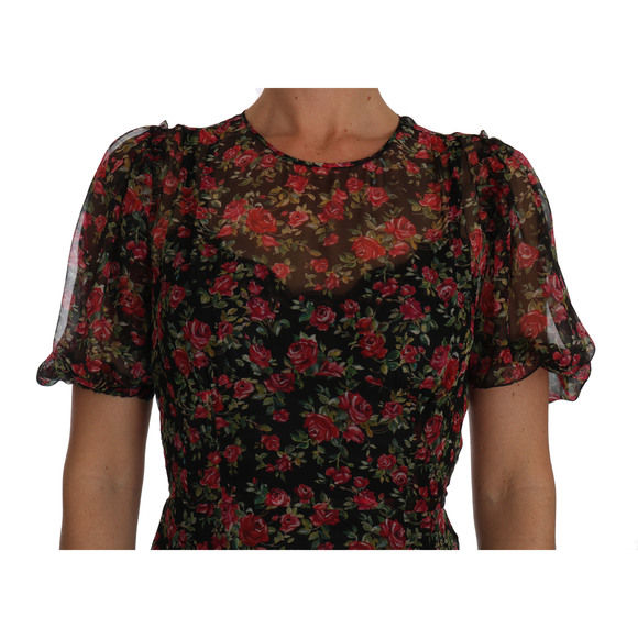 Dolce & Gabbana Black Floral Roses A-Line Shift Gown - Picture 3 of 4